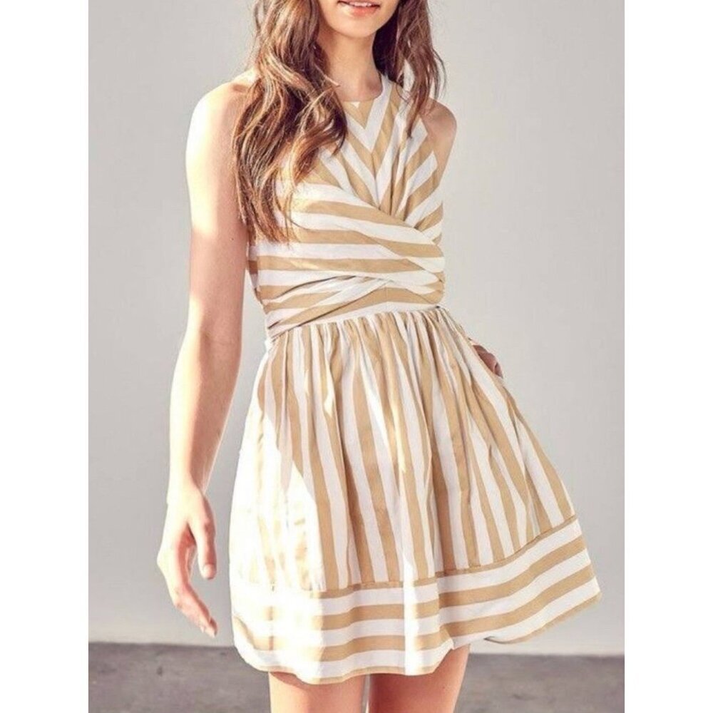 Talulah Striped Wrap Mini Dress Womens Large Open‎ Back